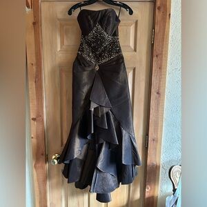 Copper Brown Strapless Formal Dress